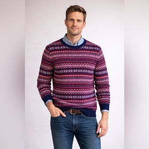 Vineyard Vines Men’s Fair Isle Crewneck Sweater Merino Wool Blend Size XL